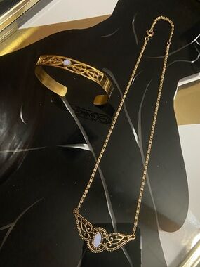 Sarah Coventry Necklace and Avon Cuff Bracelet- Gold tone
